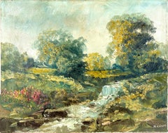 Vintage Stream Near Shongum Lake New Jersey Landscape Oil Painting