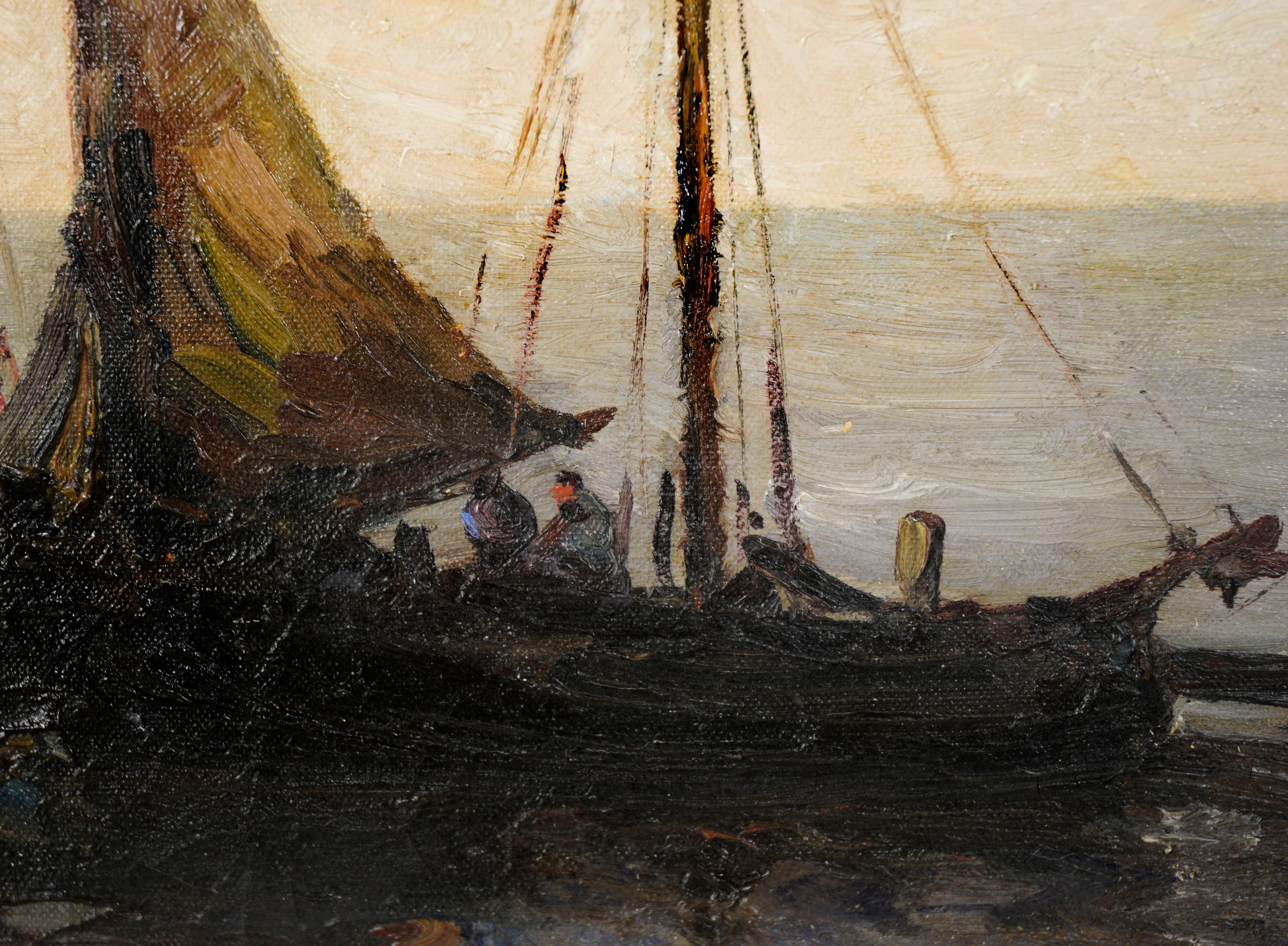 Golette da pesca e barche a vela presso un molo, 
