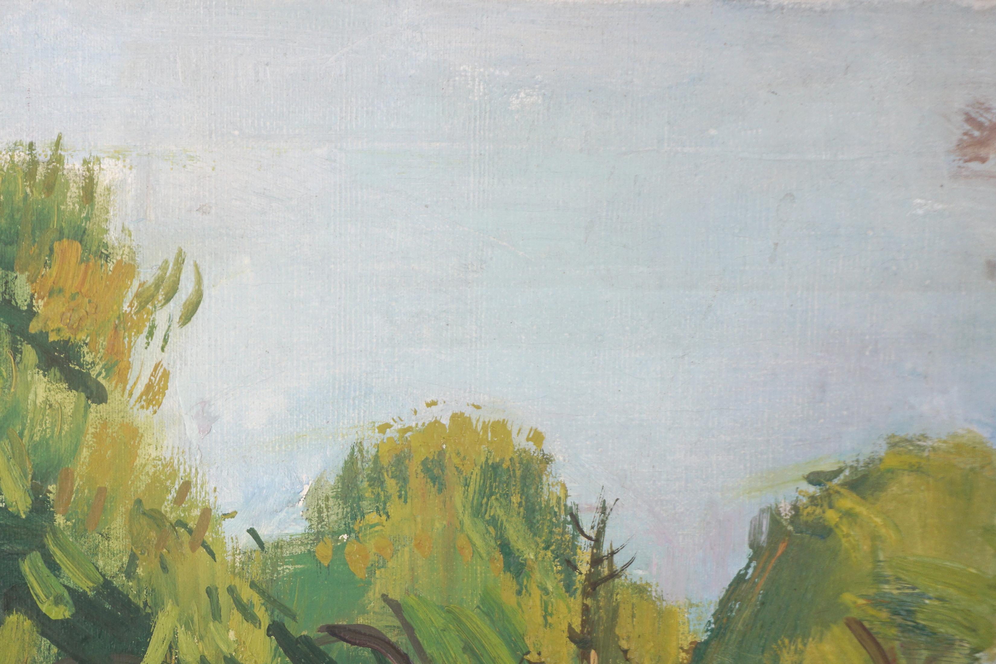 1930er Jahre Original-Ölgemälde von Ulster County, Woodstock, New York (Braun), Landscape Painting, von Rudolph Jacobi