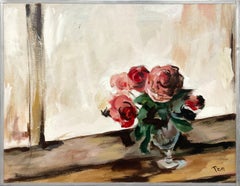 A Captivating, 1960s Mid-Century Modern Floral Still Life of Red Roses