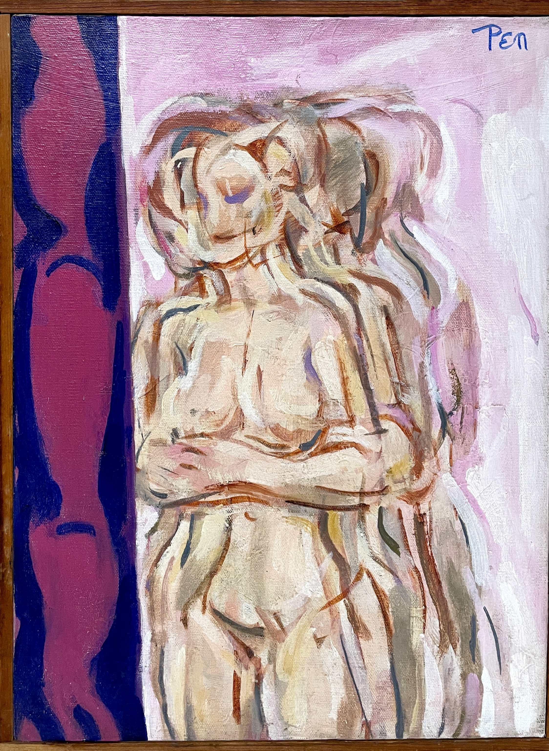 Bezauberndes, modernes Gemälde eines stehenden weiblichen Aktmodells aus der Mitte des Jahrhunderts – Painting von Rudolph Pen