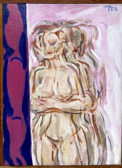 A Captivating, Mid-Century Modern Painting of a Standing Female Nude Model