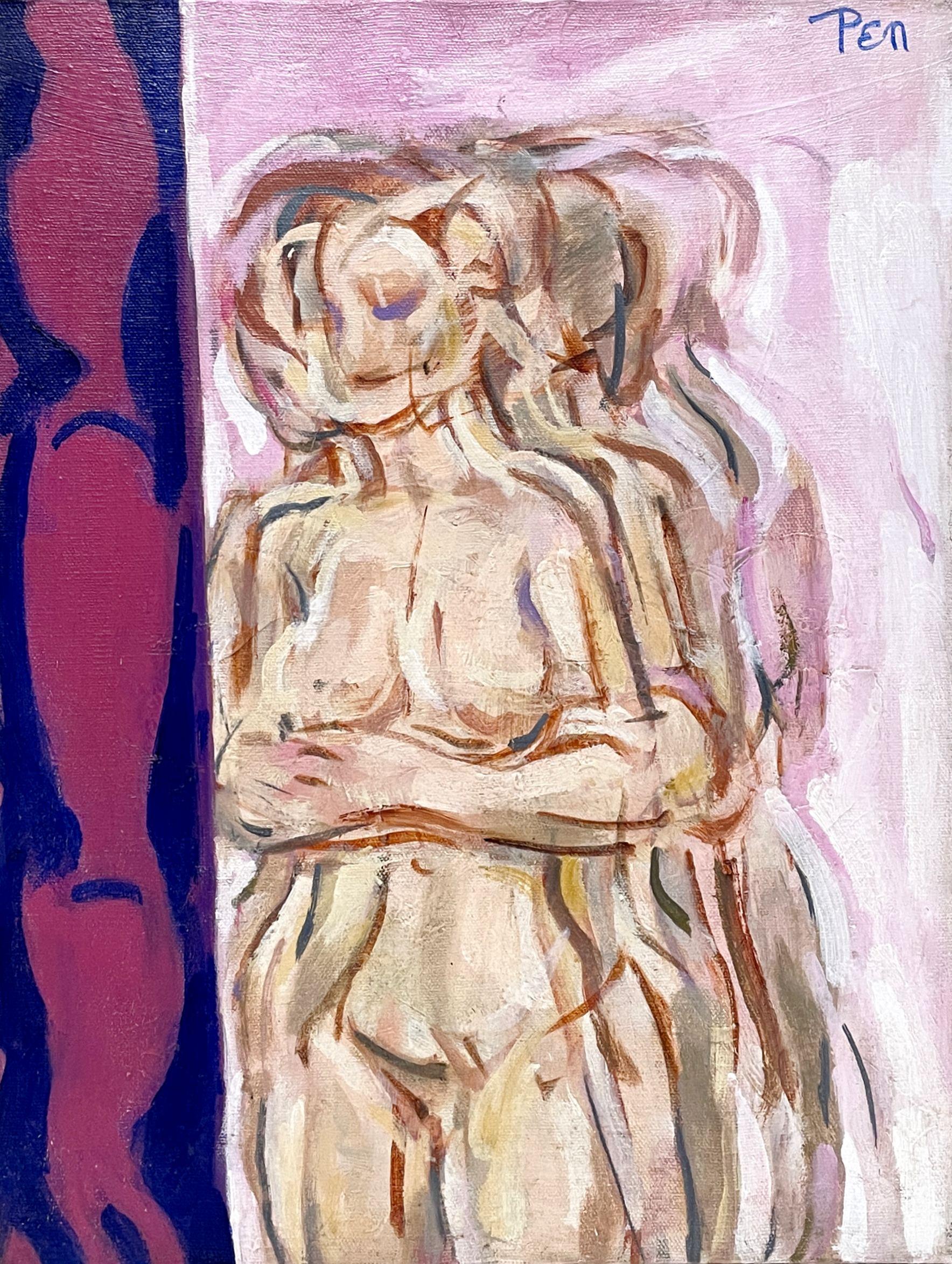 A Captivating, Mid-Century Modern Painting of a Standing Female Nude Model