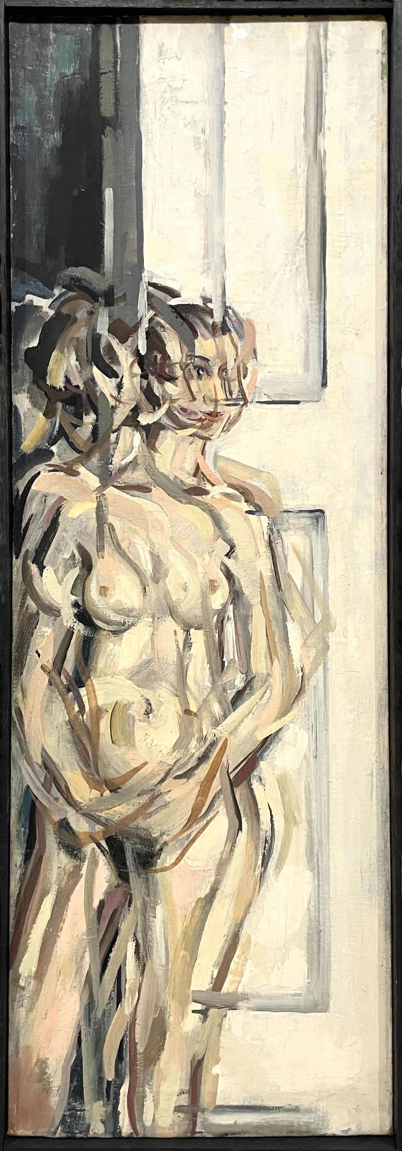 A Dynamic Abstract, Mid-Century Modern Standender weiblicher Akt in einem Interieur, 1950er Jahre – Painting von Rudolph Pen