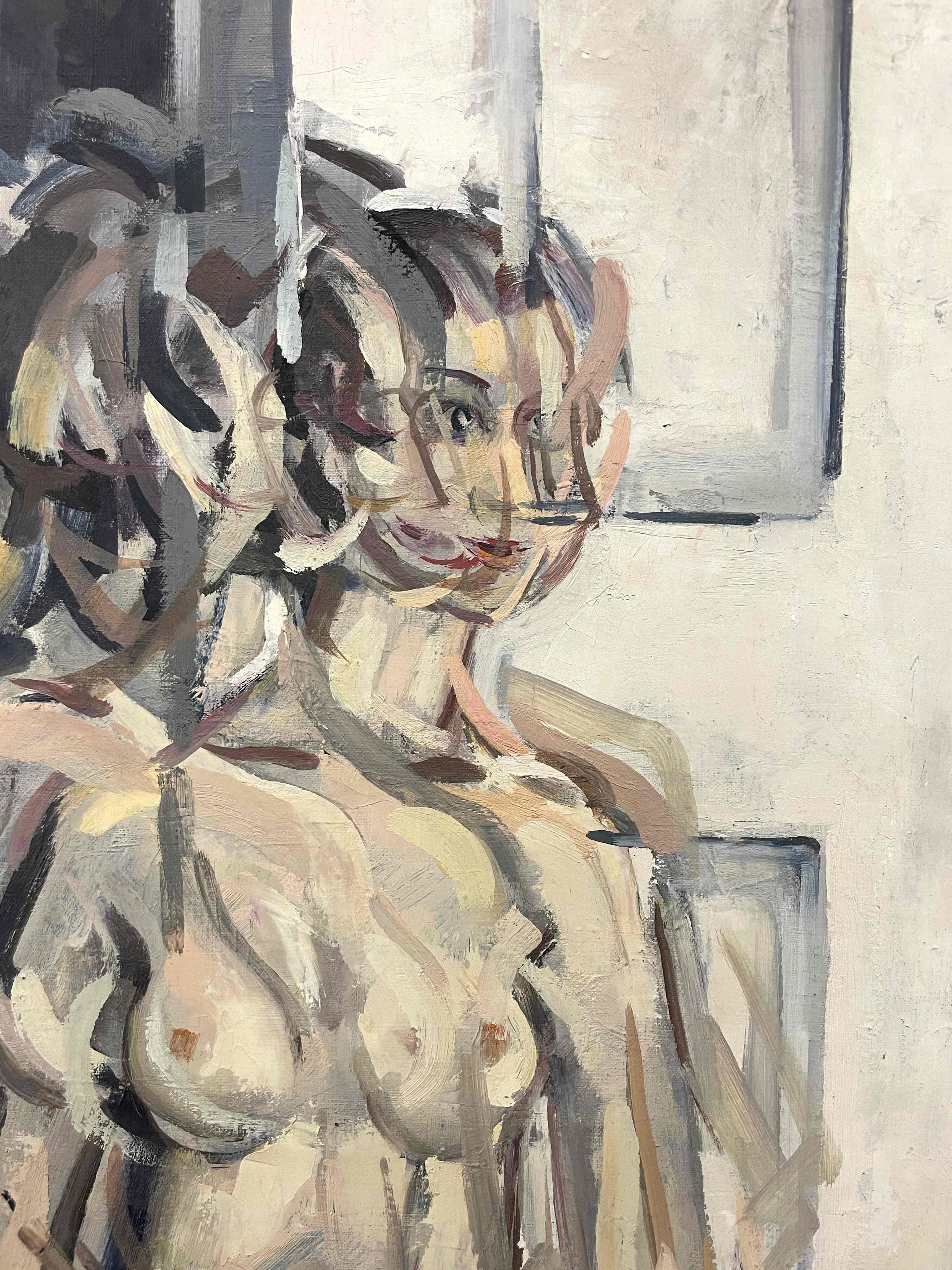 A Dynamic Abstract, Mid-Century Modern Standender weiblicher Akt in einem Interieur, 1950er Jahre (Schwarz), Figurative Painting, von Rudolph Pen
