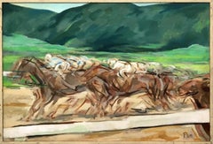 A Dynamic Mid-Century Modern Horse Race Painting by Chicago Artist, Rudolph Pen