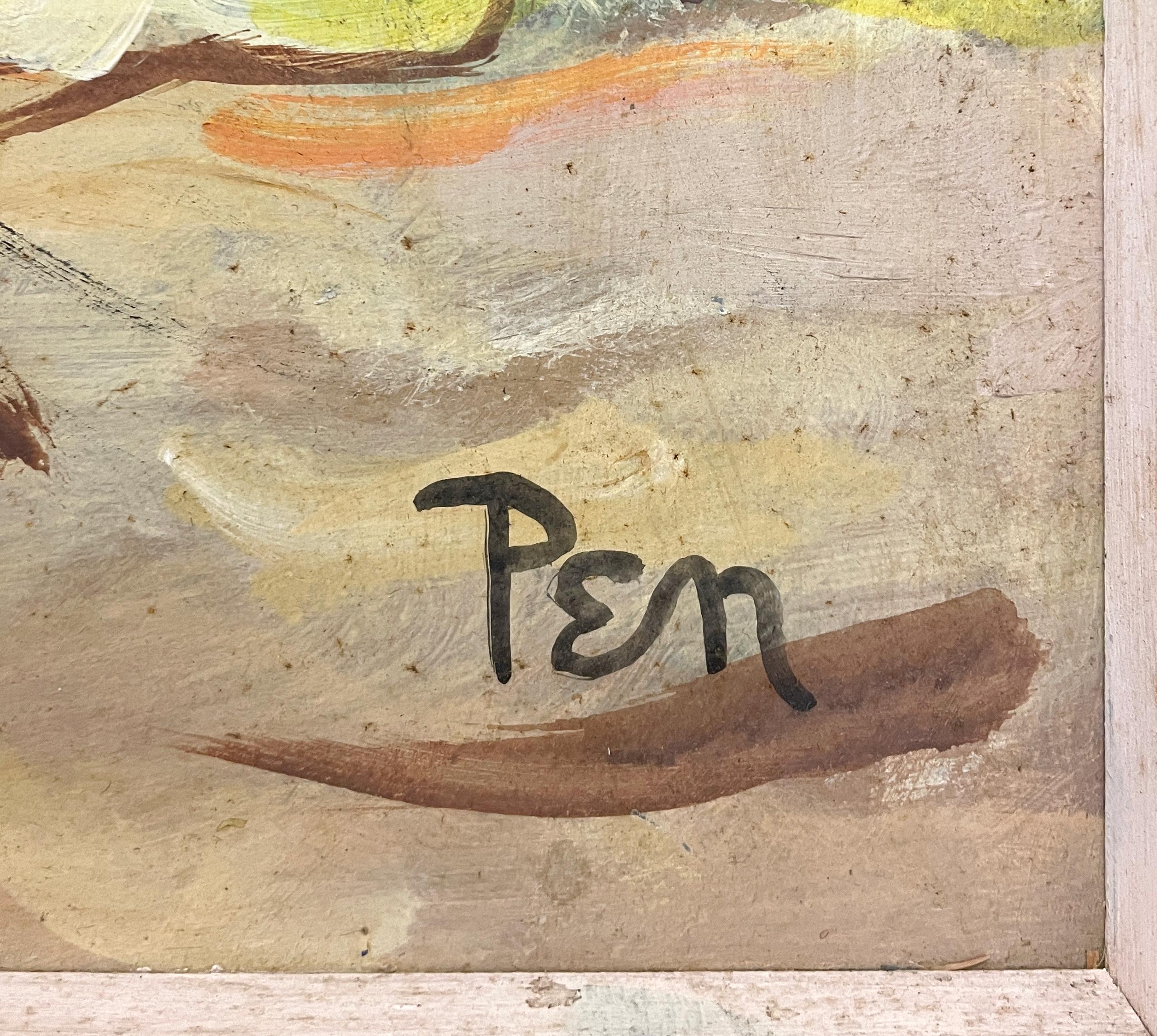 Un dinamico dipinto di corsa di cavalli della metà del secolo scorso dell'artista di Chicago Rudolph Pen in vendita 4