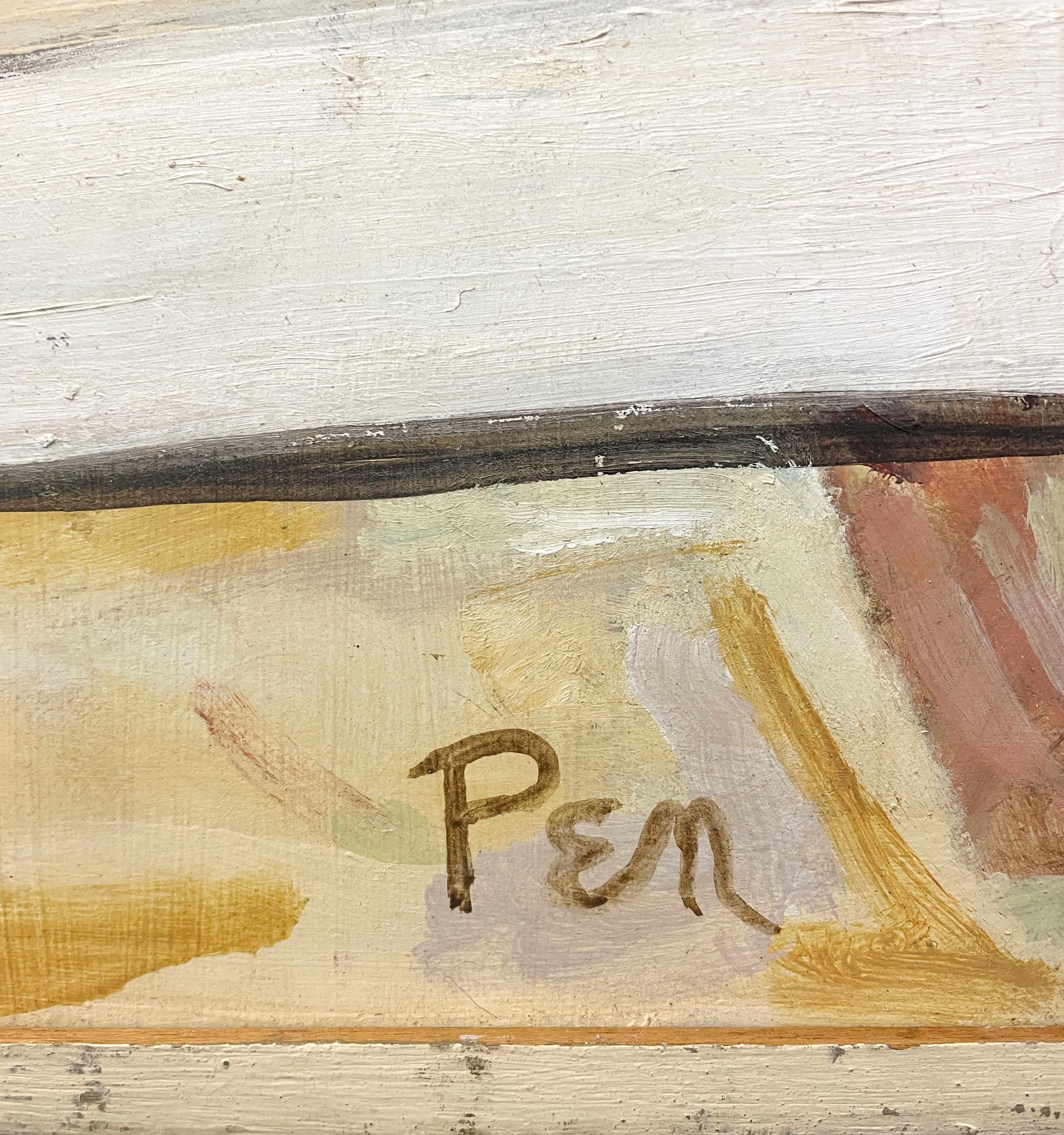 Una dinámica pintura de carreras de caballos moderna de mediados de siglo del artista de Chicago Rudolph Pen en venta 5