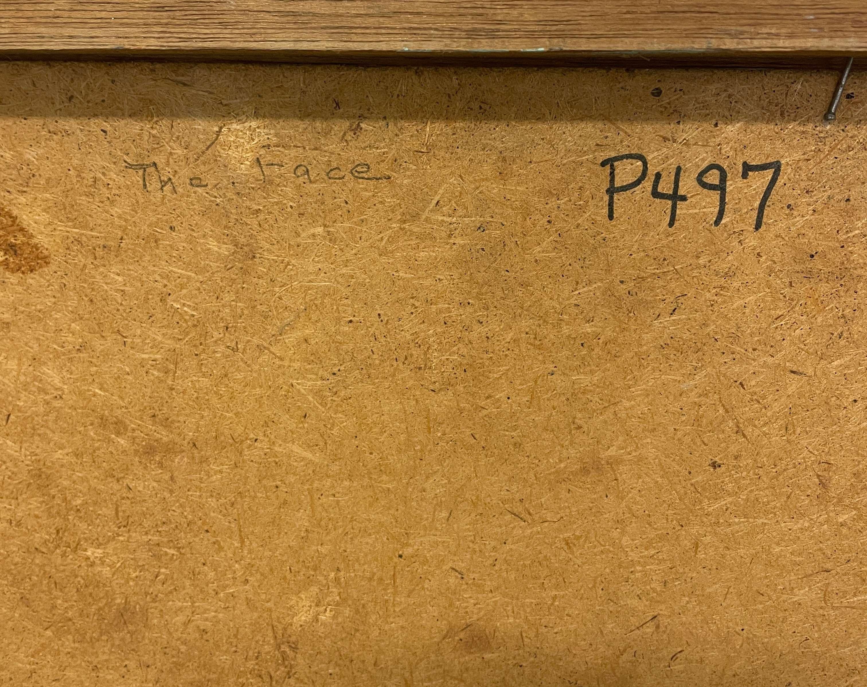 Una dinámica pintura de carreras de caballos moderna de mediados de siglo del artista de Chicago Rudolph Pen en venta 7