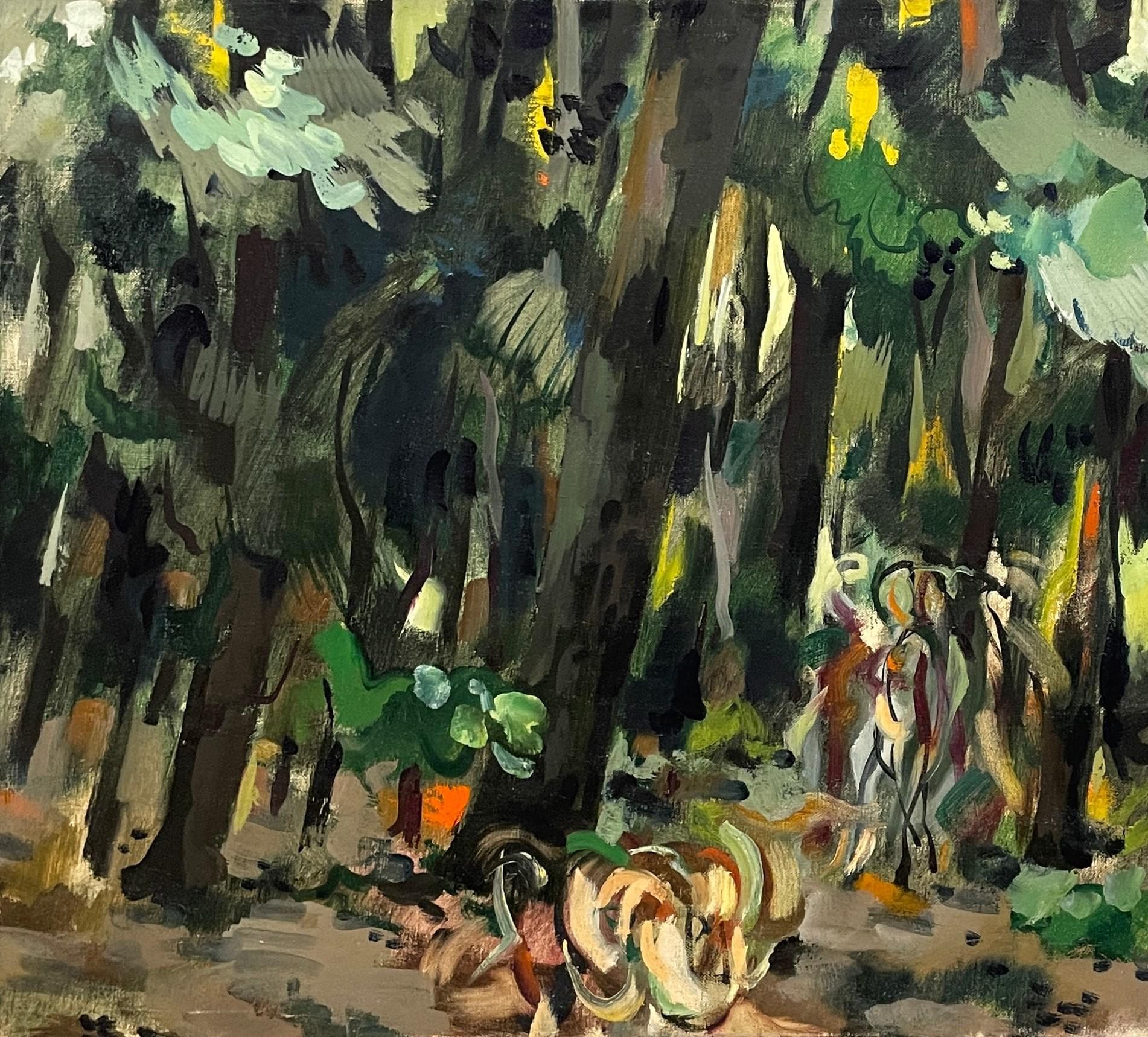 A Dynamic Mid-Century Modern Landscape Painting w. Female Figures by Rudolph Pen For Sale 2