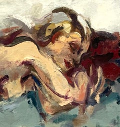 A Fabulous, Abstract 1960s Mid-Century Modern Painting of a Sleeping Female Nude