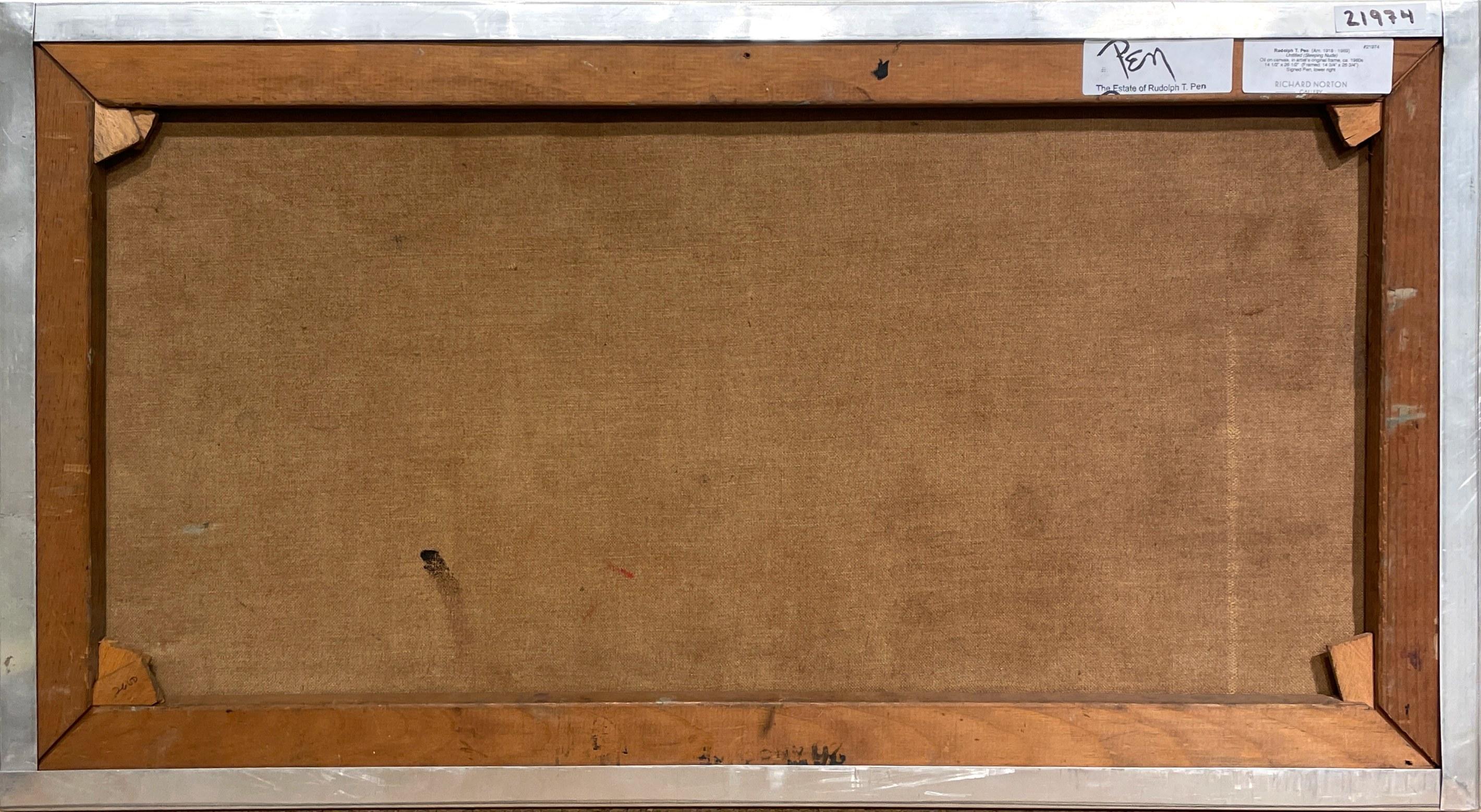 A Fabulous, Abstract 1960s Mid-Century Modern Painting of a Sleeping Female Nude For Sale 4