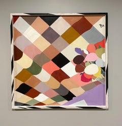 Ein großes, fesselndes abstraktes Stillleben aus der Jahrhundertmitte der 1960er Jahre, "Blumen".