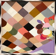 Ein großes, fesselndes abstraktes Stillleben aus der Jahrhundertmitte der 1960er Jahre, "Blumen".