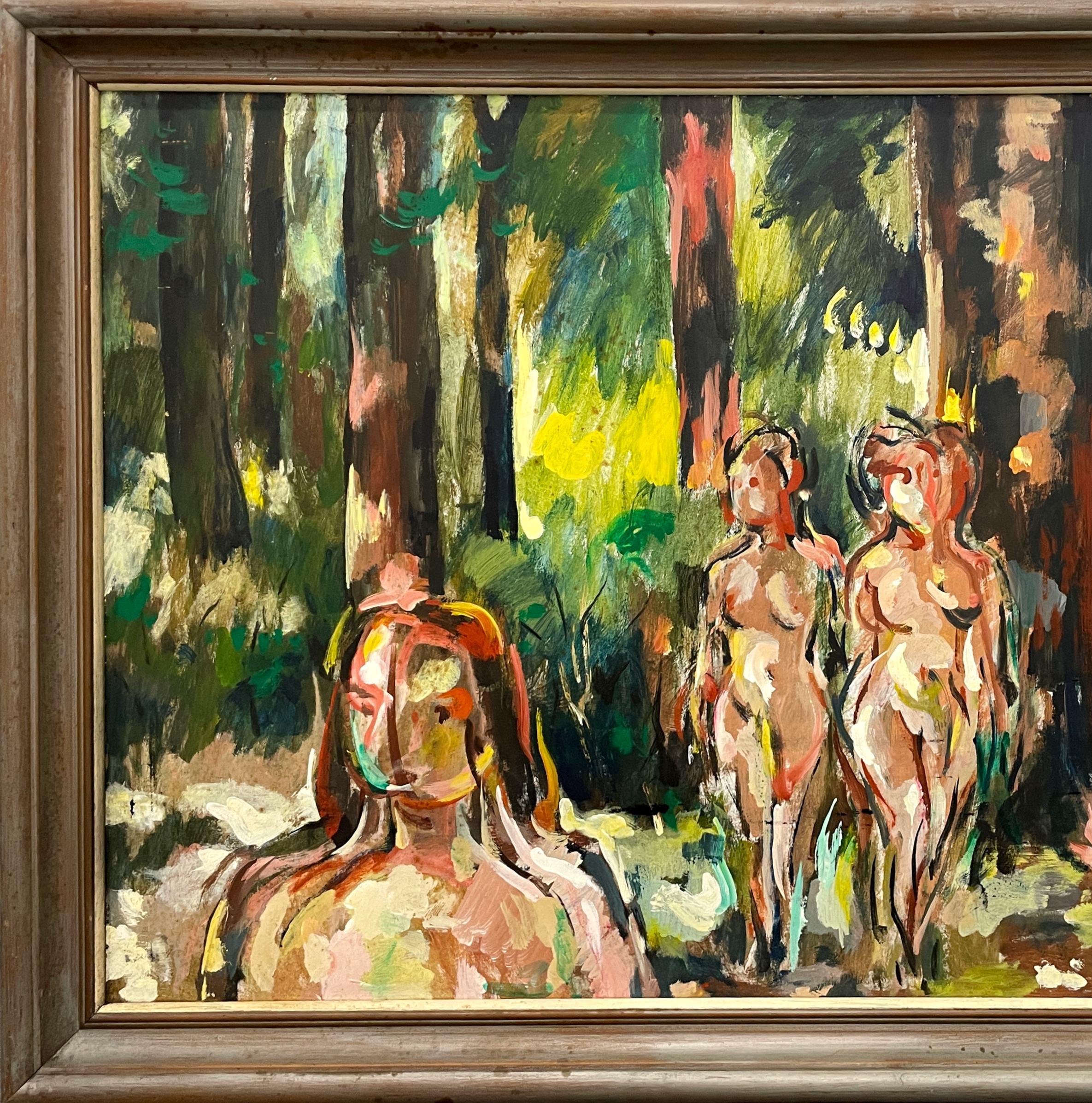 Un gran y dinámico paisaje figurativo moderno de mediados de siglo pintado por Rudolph Pen en venta 2
