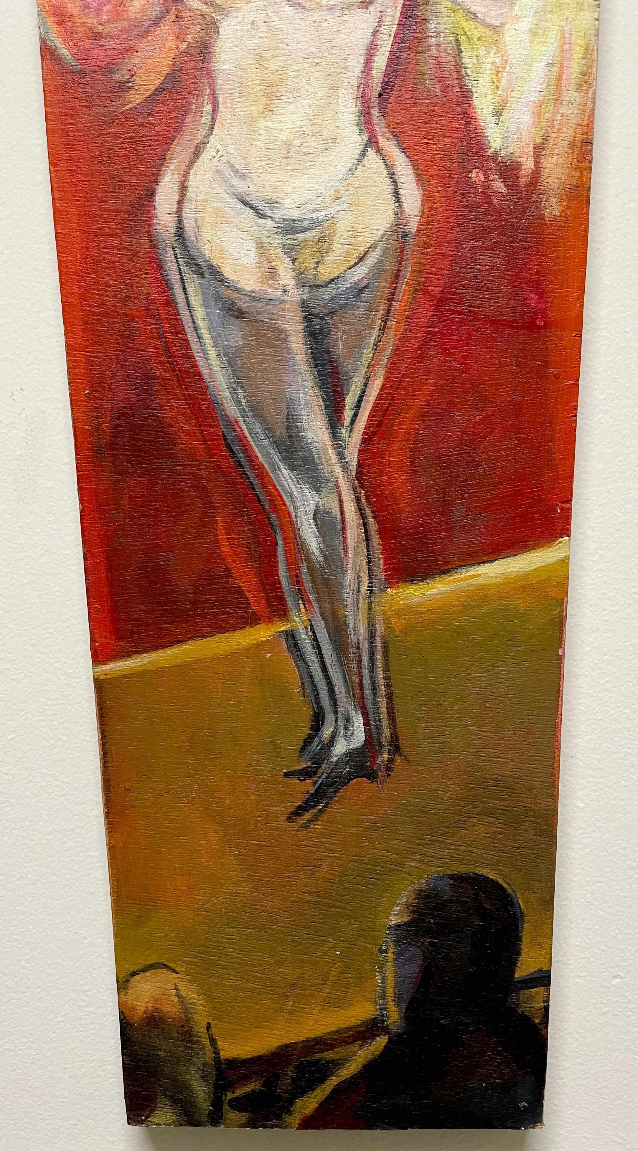 A Large, Dynamic Mid-Century Modern Painting of a Chicago Night Club Showgirl For Sale 2