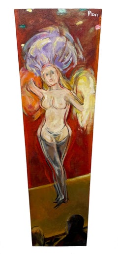 A Large, Dynamic Mid-Century Modern Painting of a Chicago Night Club Showgirl