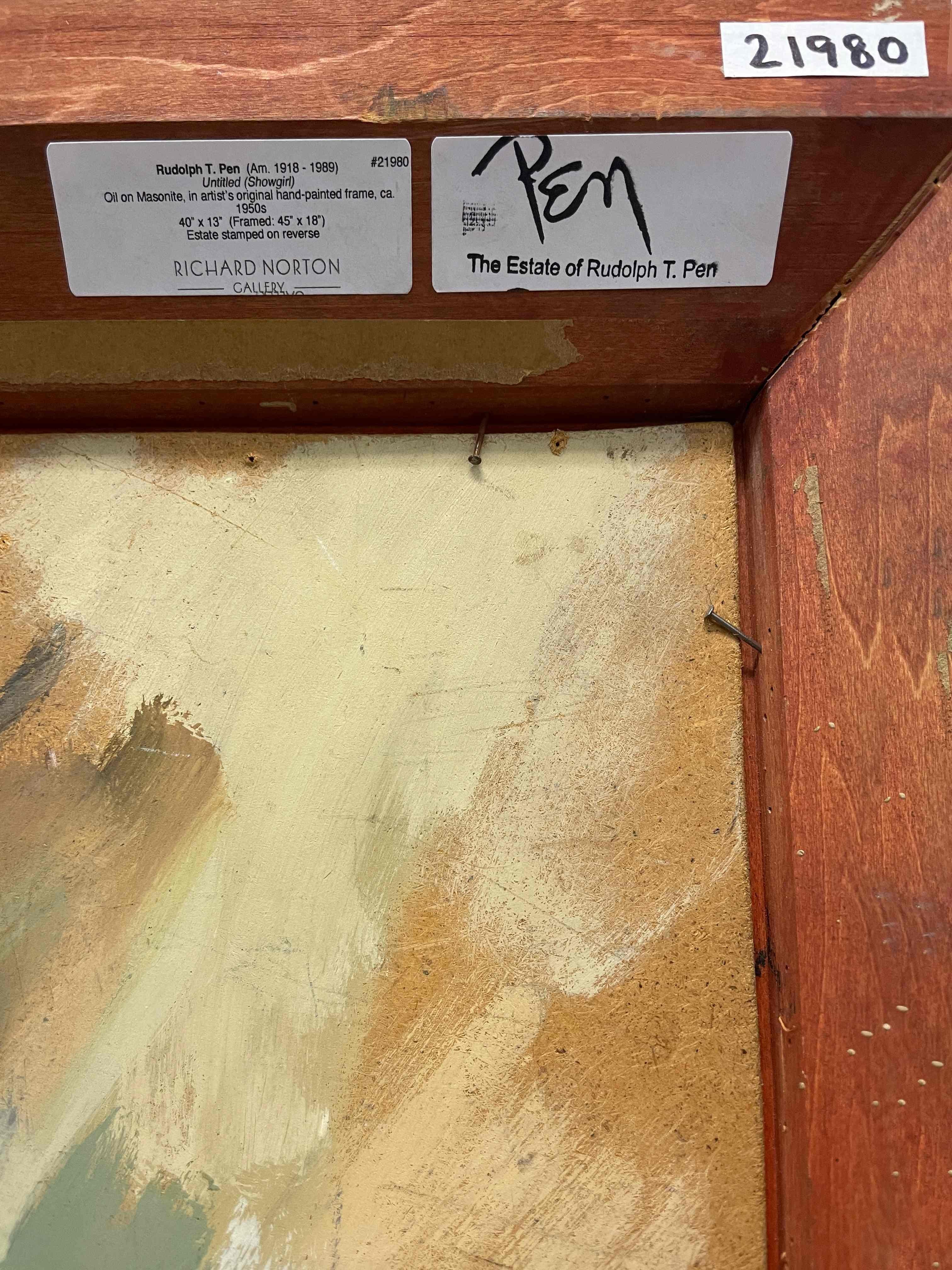 Une grande peinture moderne du milieu du siècle dernier d'une showgirl du Chicago Night Club en vente 1