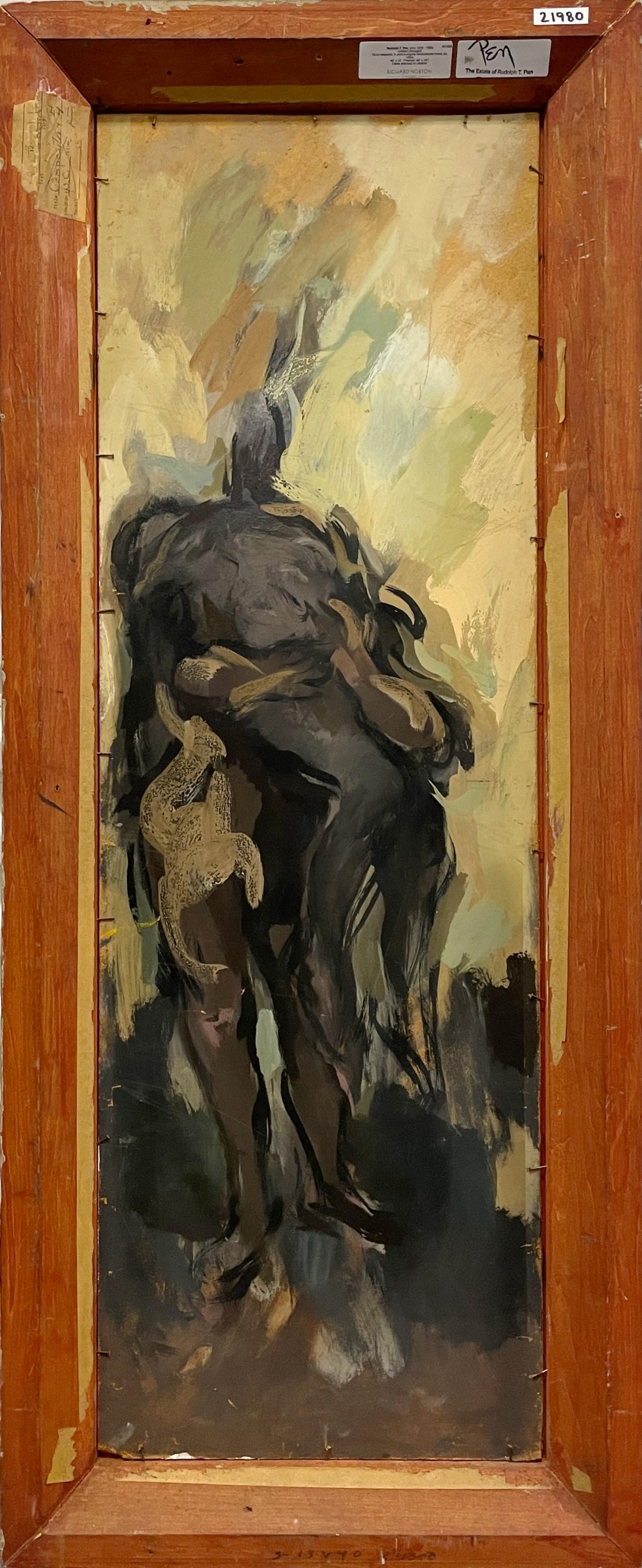 Une grande peinture moderne du milieu du siècle dernier d'une showgirl du Chicago Night Club en vente 2