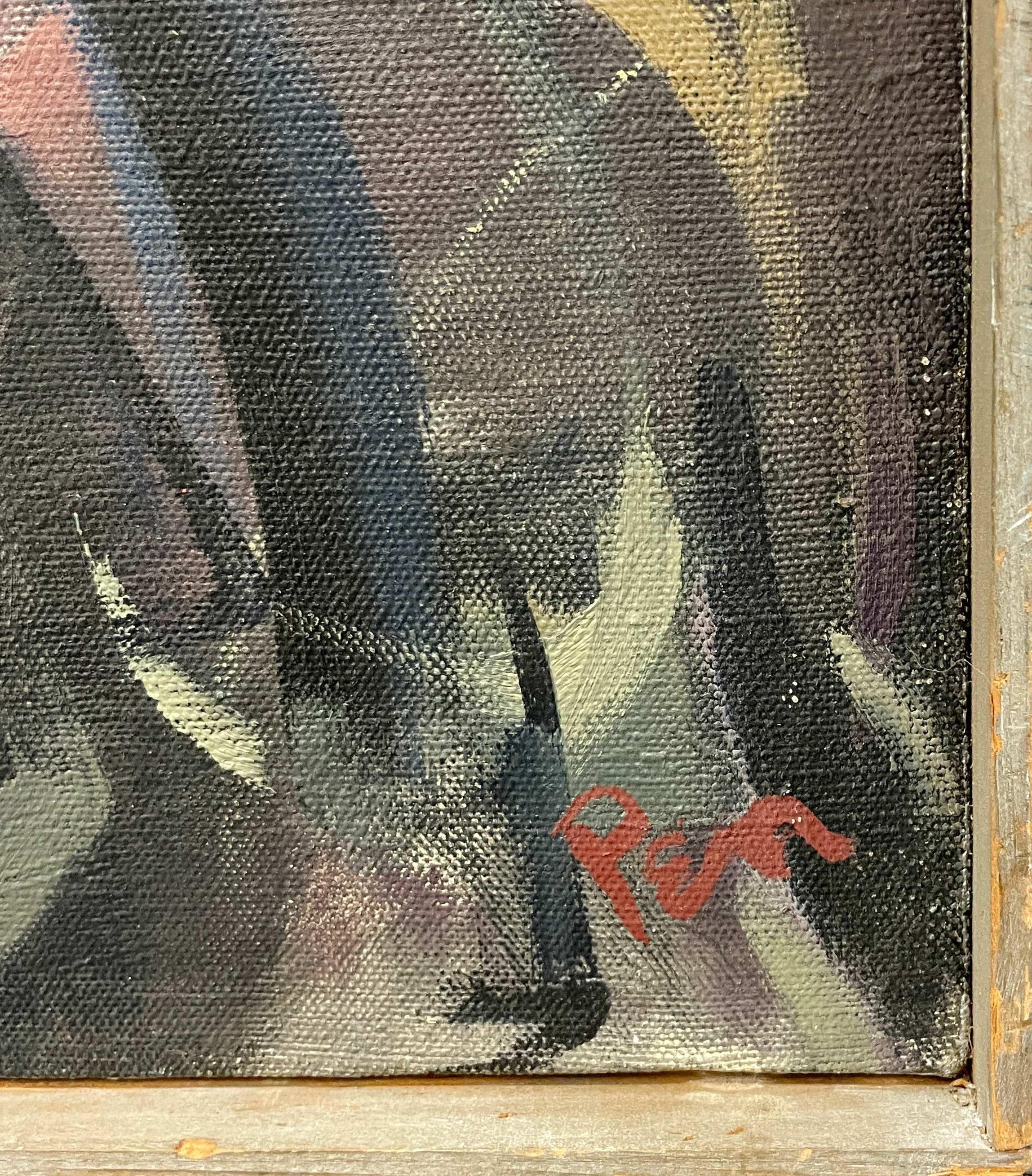 Une grande et fabuleuse peinture moderne du milieu du siècle représentant une boîte de nuit de Chicago, Burlesque en vente 4