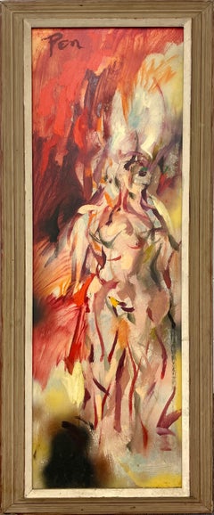 A Large, Sensational Mid-Century Modern Painting of a Showgirl, Burlesque Dancer