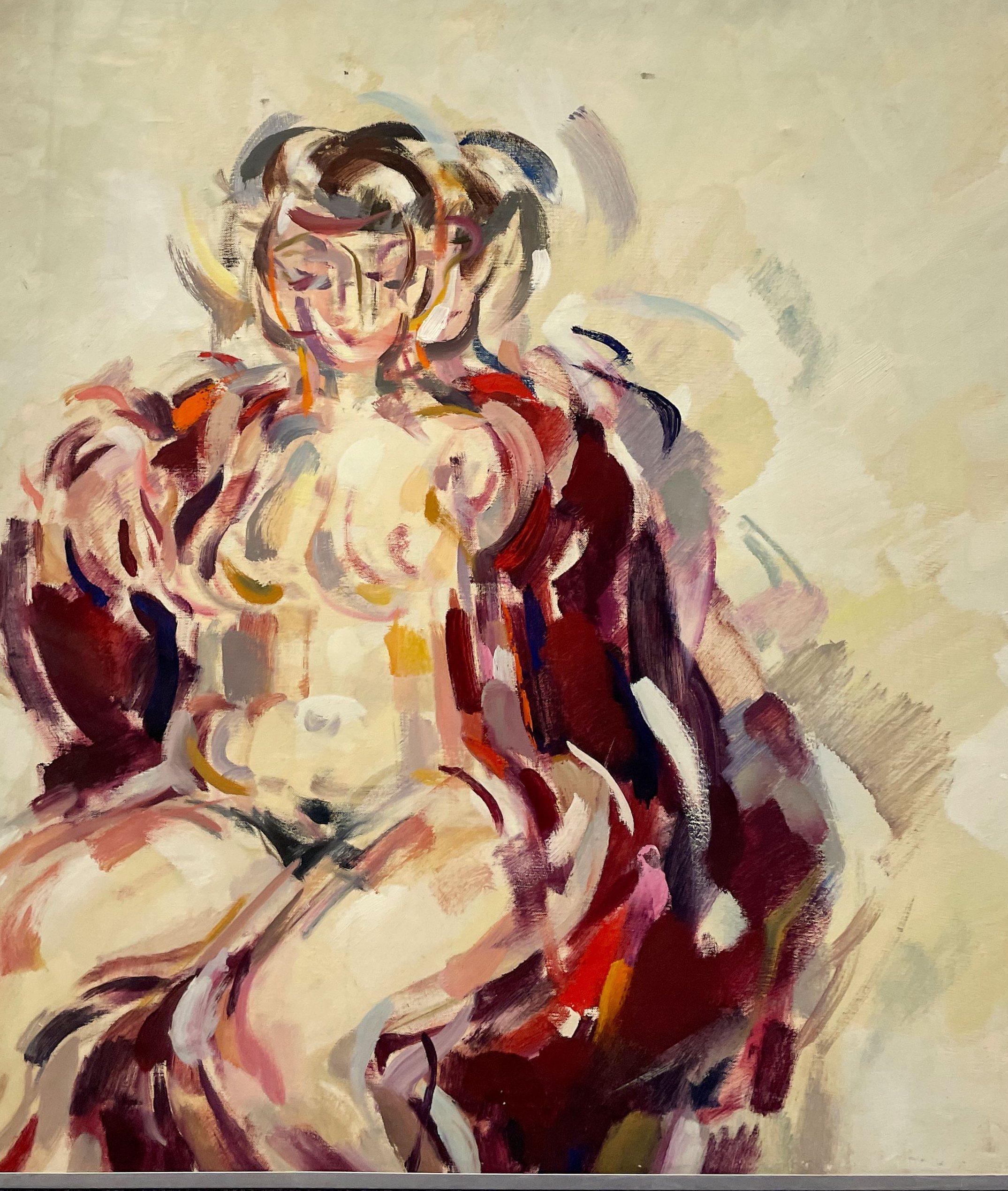 A Radiant 1950s Mid-Century Modern Studio Portrait of a Seated Female Nude Model For Sale 1