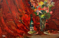 A Vibrant, Colorful 1950s Mid-Century Modern Still Life Painting by Rudolph Pen