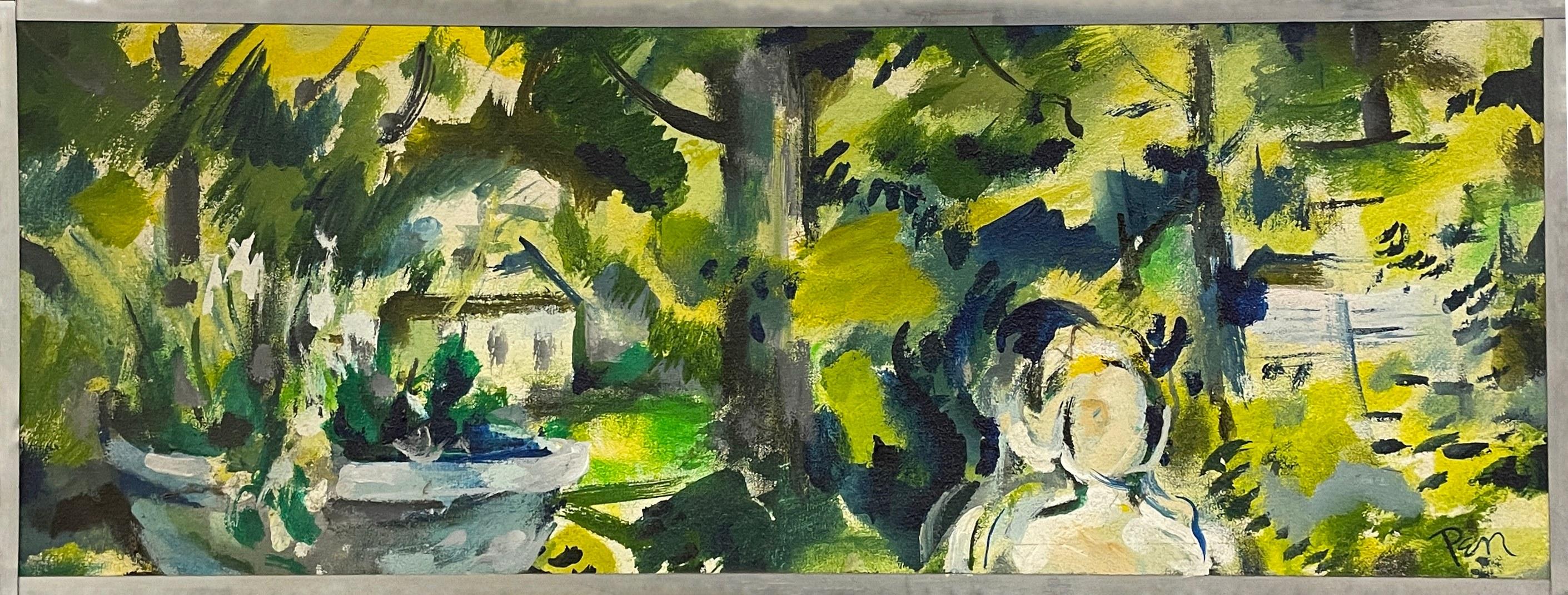 Eine lebhafte, farbenfrohe Sommerlandschaft aus der Mitte des Jahrhunderts, Oxbow School, Saugatuck, MI – Painting von Rudolph Pen