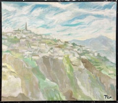 A Vibrant, Expressive, 1960s Mid-Century Modern Painting, Mountain Village