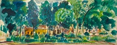 Ein Vivid, expansive Aquarell von Mexiko, Sommerlandschaft mit Landhaus