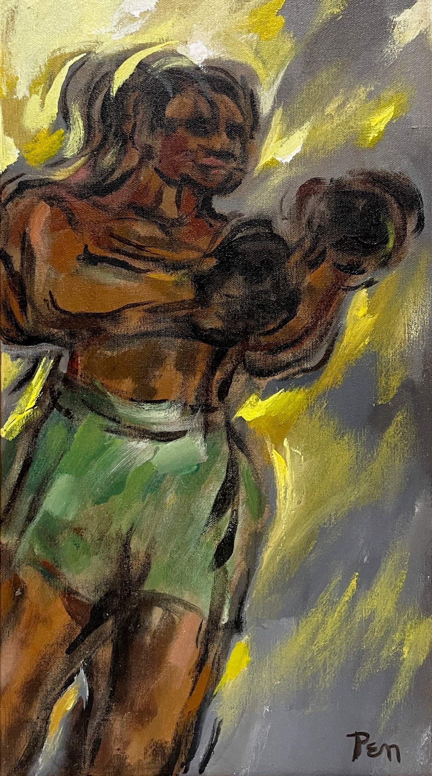Merveilleuse scène de boxe du milieu du siècle dernier représentant un combattant de prix debout par Rudolph Pen en vente 4