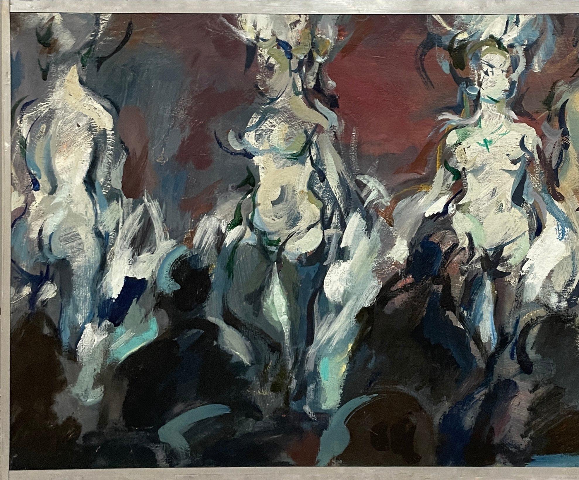 Un'eccezionale scena di night club di Chicago degli anni '50, in stile Mid-Century Modern, con soubrette - Painting American Modern di Rudolph Pen