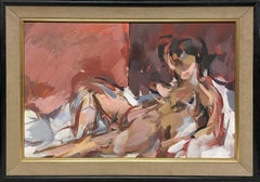 An Exceptional Mid-Century Modern Oil Painting of a Reclining Nude Female Model