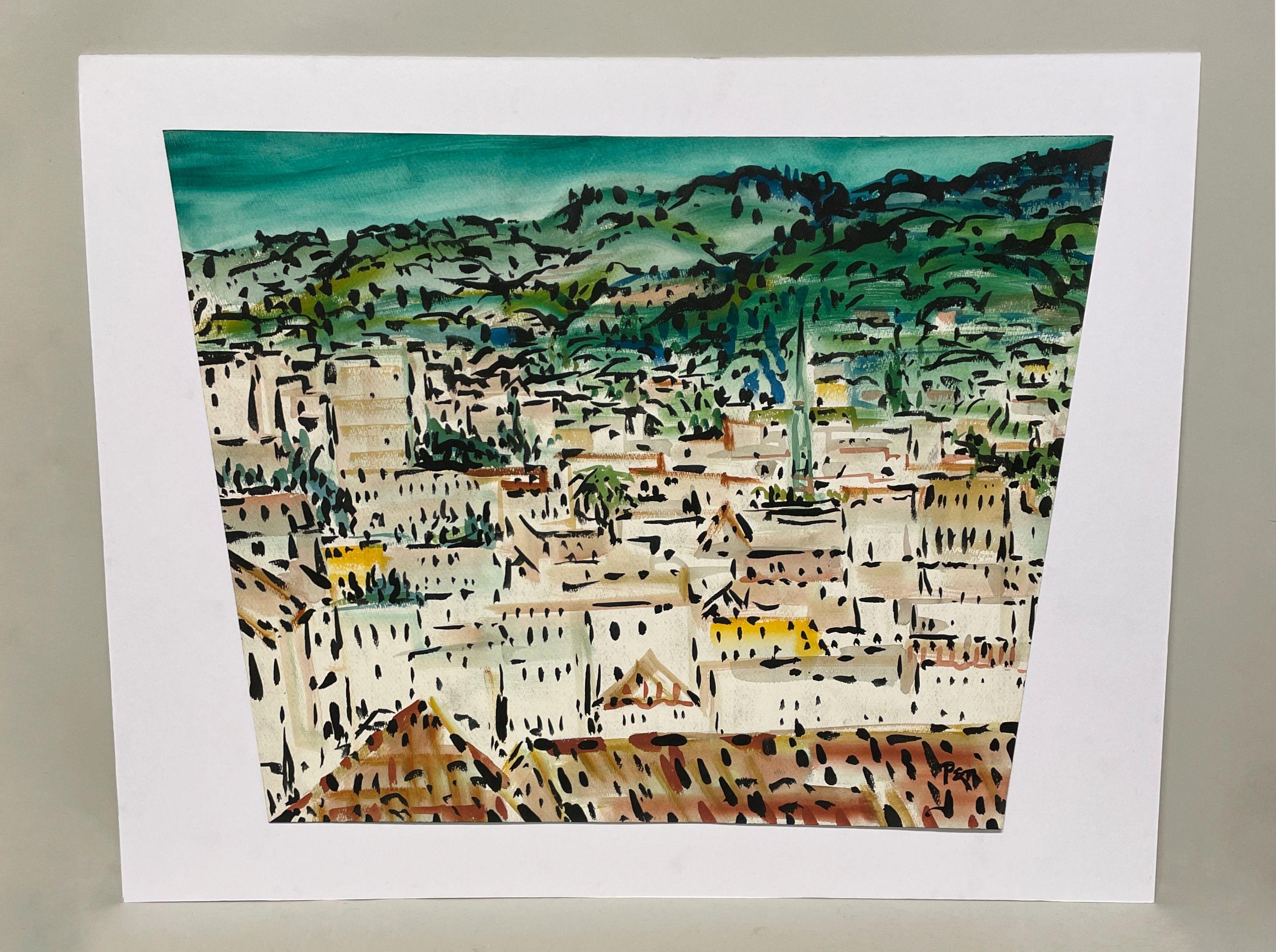 Un paysage moderne du milieu du siècle dernier du célèbre artiste de Chicago, Rudolph Pen en vente 1