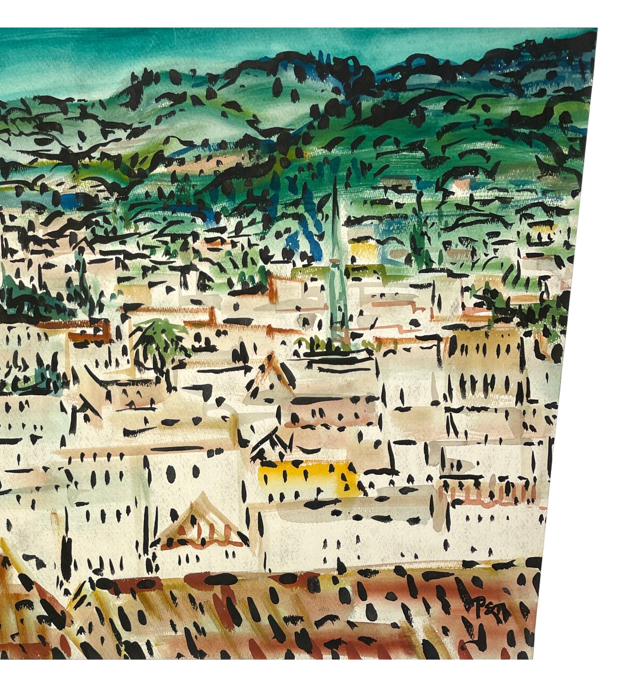 Un paysage moderne du milieu du siècle dernier du célèbre artiste de Chicago, Rudolph Pen en vente 4