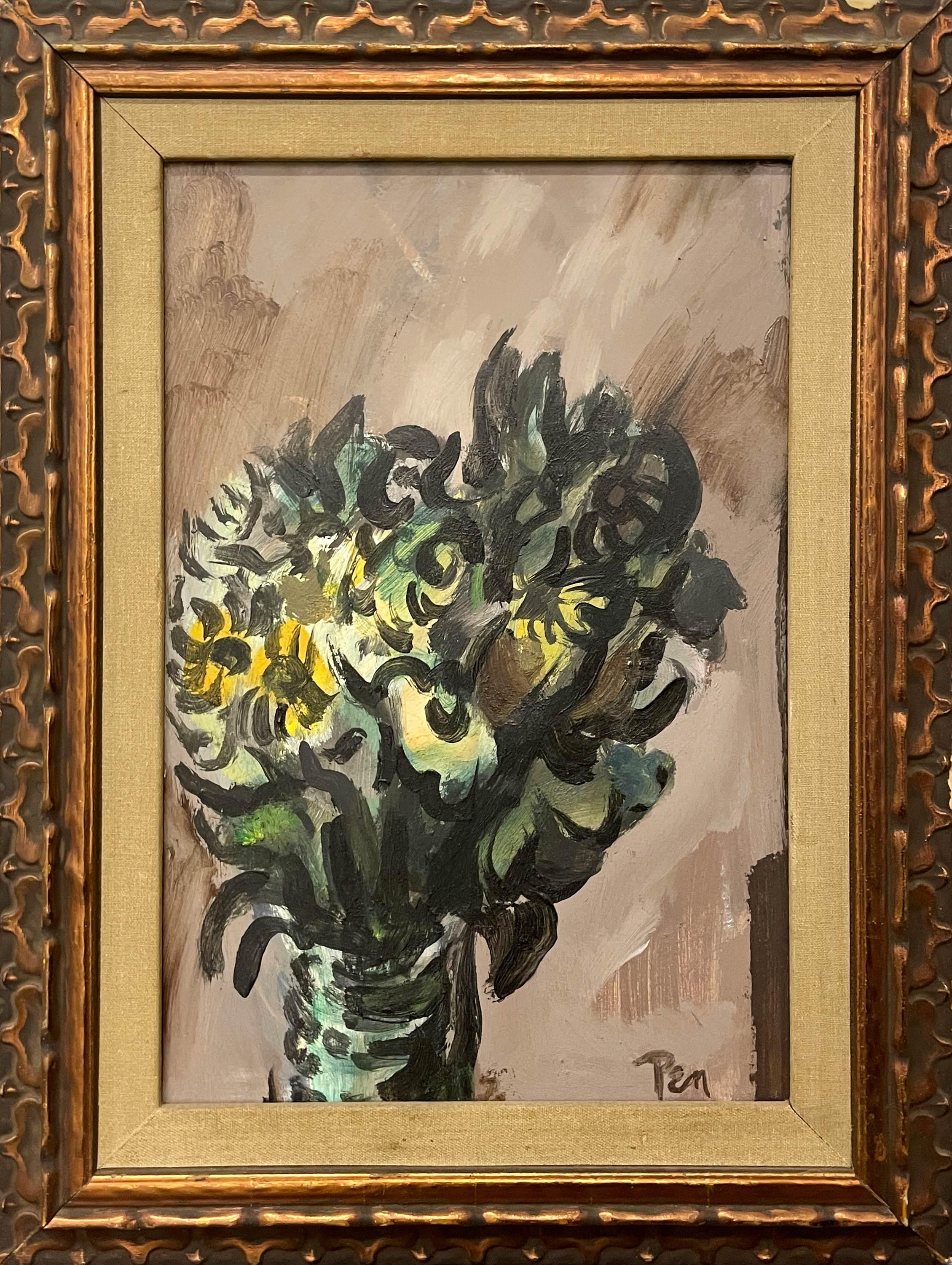 An Vibrant, Expressive Mid-Century Floral Still Life Painting by Rudolph Pen For Sale 1