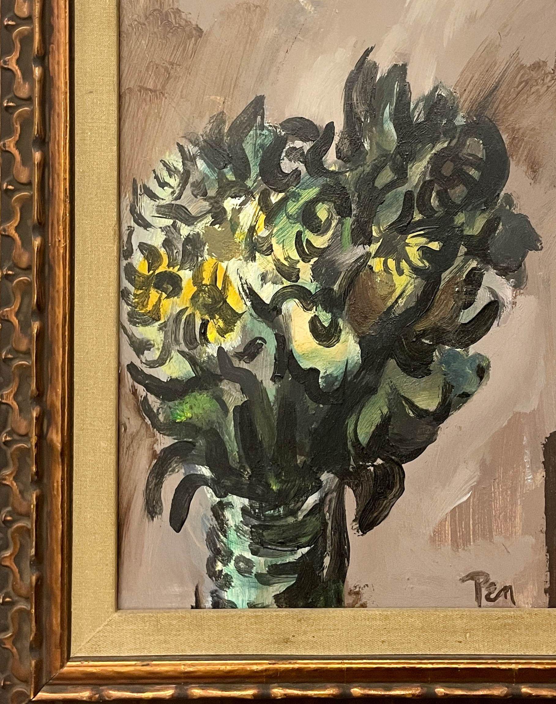 An Vibrant, Expressive Mid-Century Floral Still Life Painting by Rudolph Pen For Sale 2