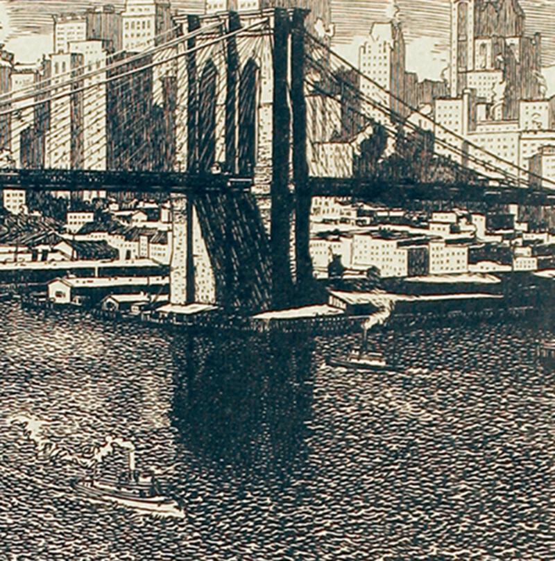The Brooklyn Bridge - Print by Rudolph Ruzicka
