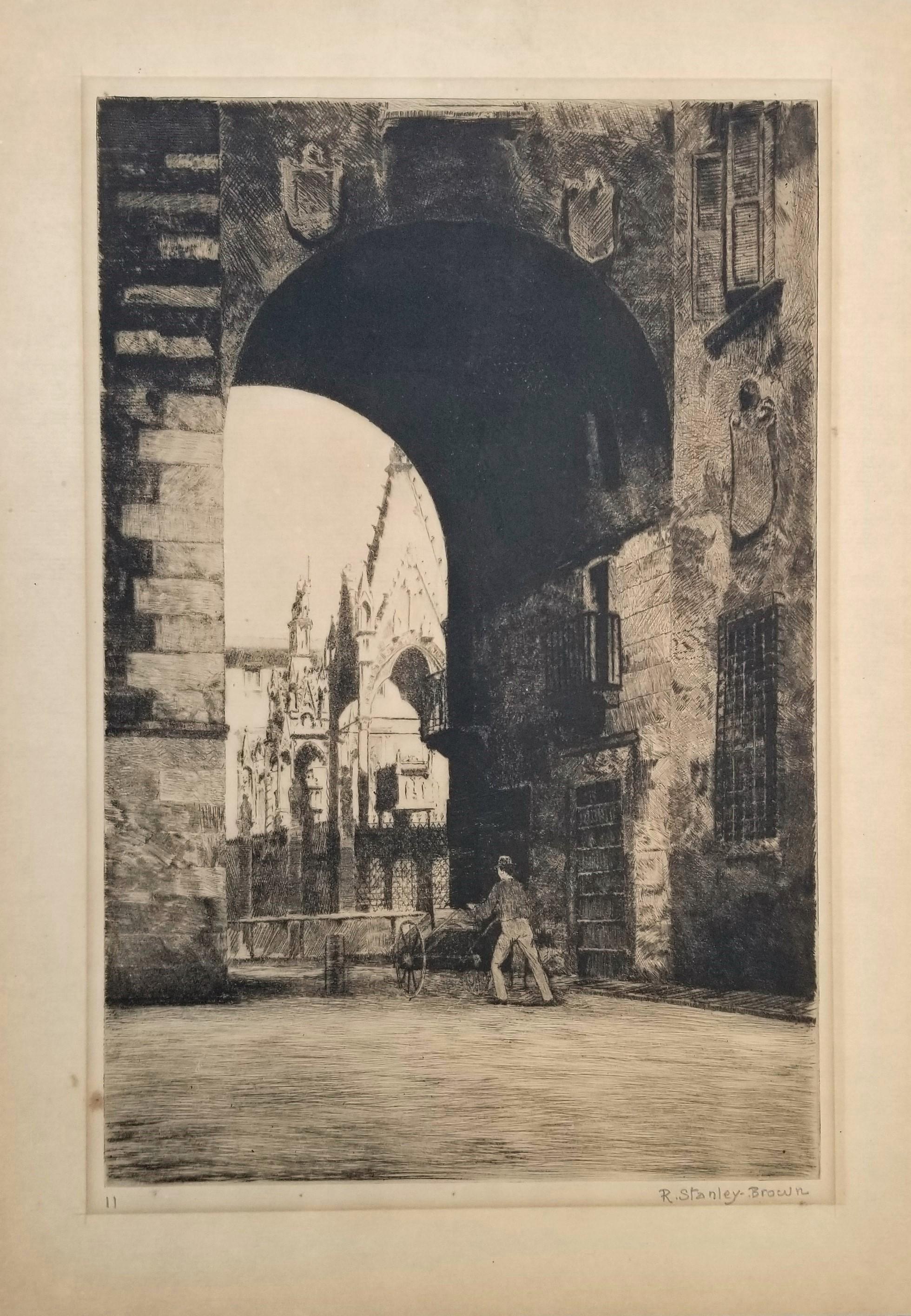 Las Tumbas de los Escalígrados (Verona, Italia) /// Paisaje urbano europeo de calles italianas - Print de Rudolph Stanley-Brown