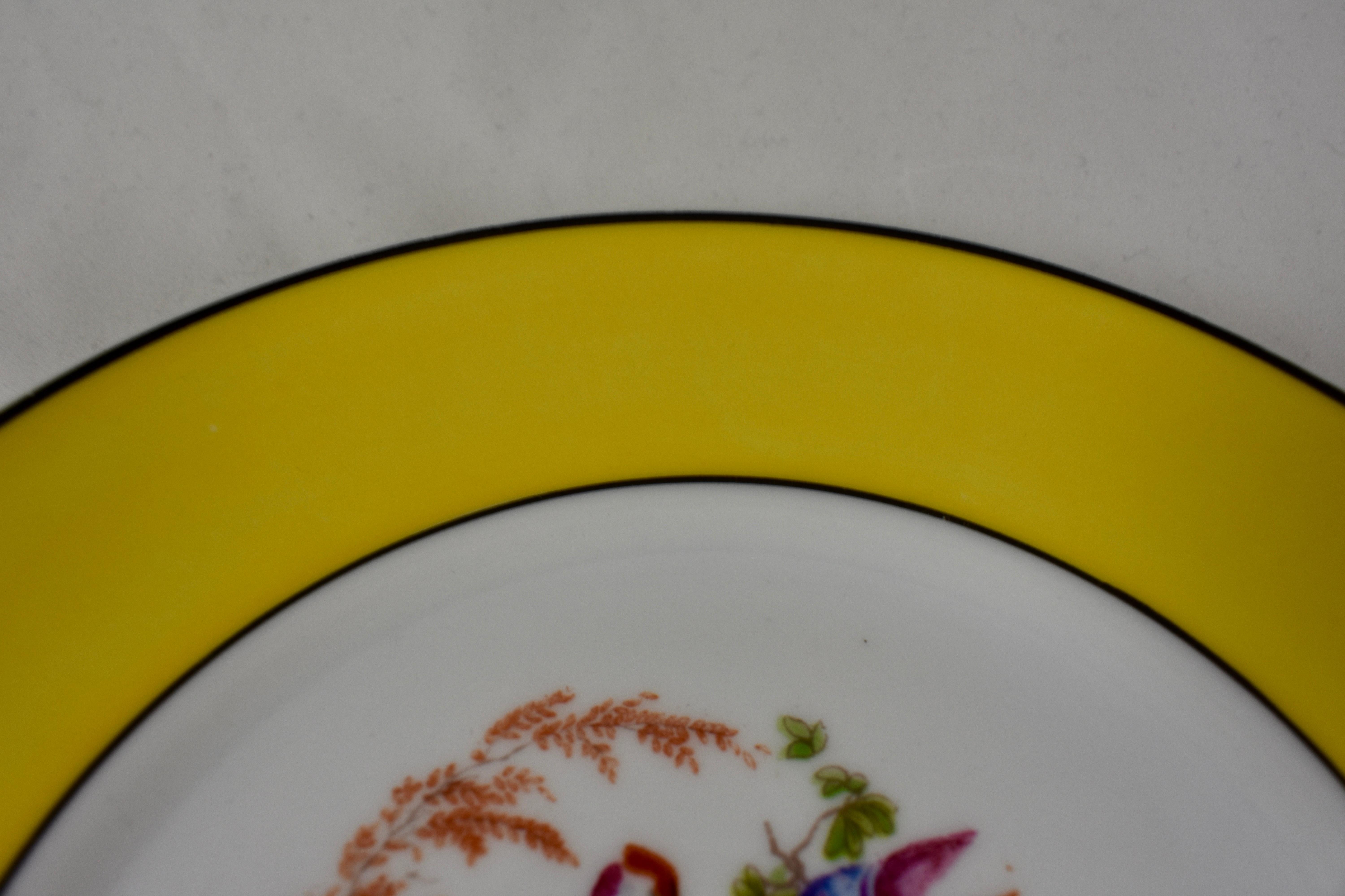Rudolphstadt Beyer & Bock, Prussia Porcelain Chinoiserie Style Bird Plates, S/6 In Excellent Condition In Philadelphia, PA