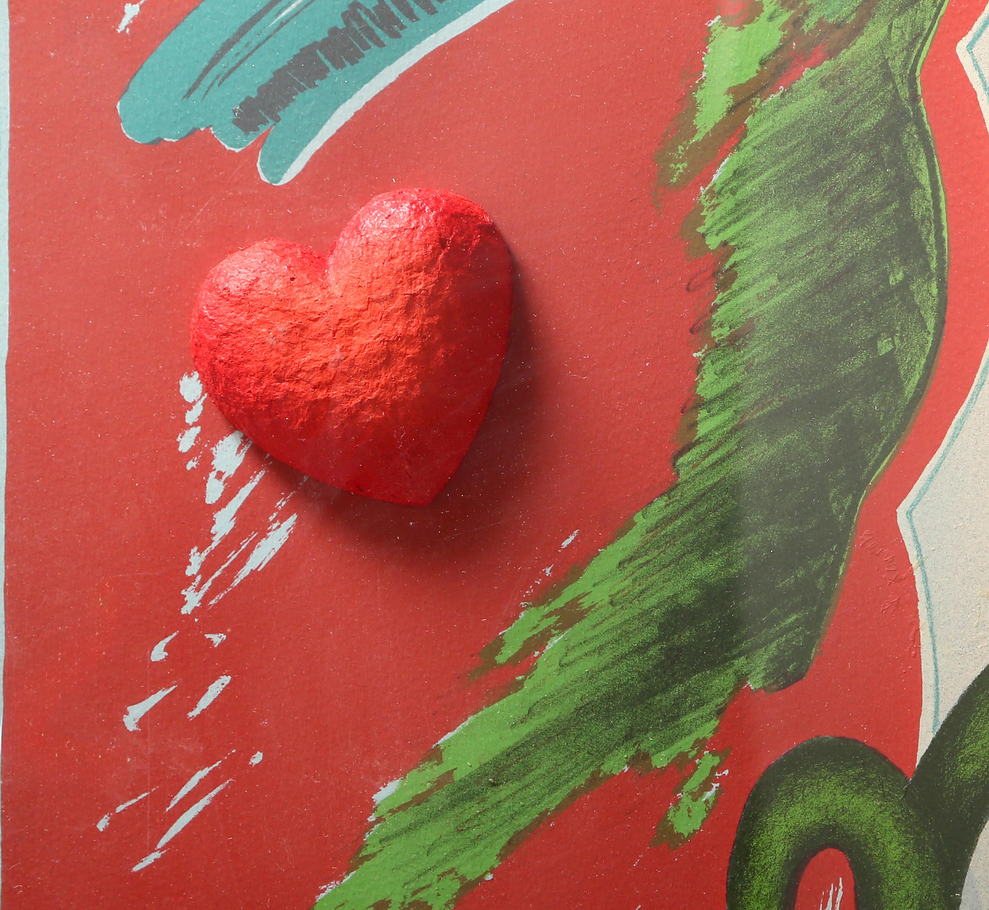 Sangre de Vida, Pop-Art-Lithografie und 3-D-Collage von Rudy Fernandez im Angebot 1