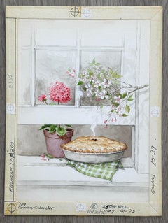 Tortenkühlung am Fenster Florales Stilleben (Landkalender Illustration)