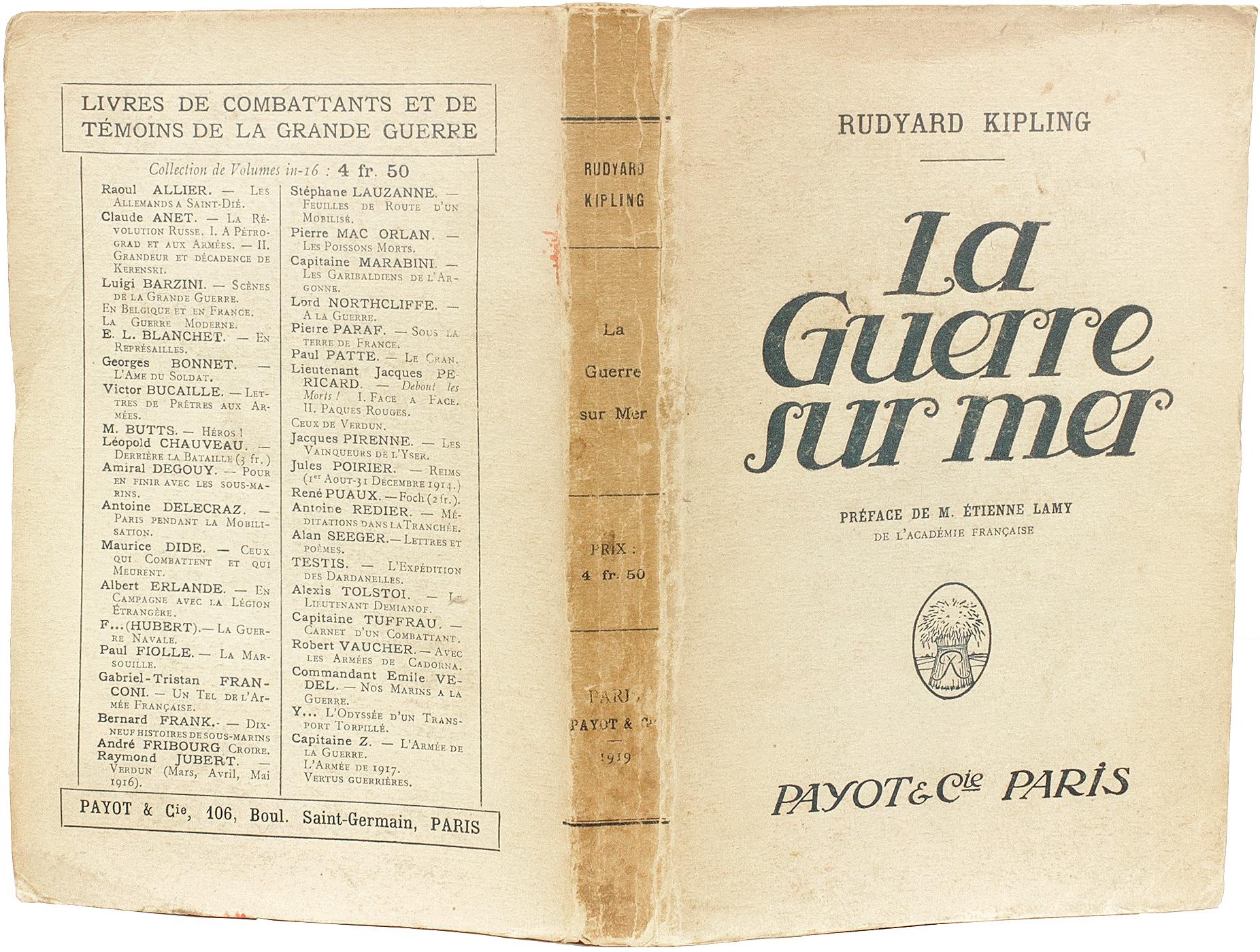 Rudyard KIPLING. La Guerre Sur Mer. 1919 - FIRST FRENCH EDITION - SIGNED! (Frühes 20. Jahrhundert) im Angebot