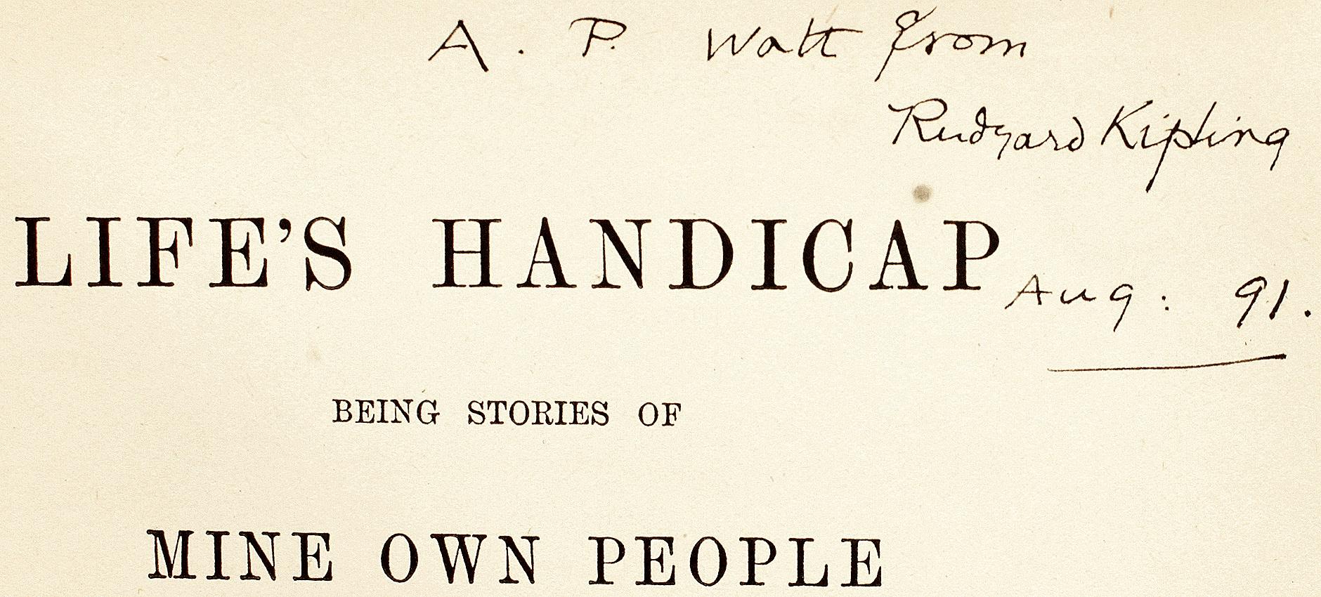 British Rudyard KIPLING. Life's Handicap. 1891 - FIRST EDITION - PRESENTATION COPY ! For Sale