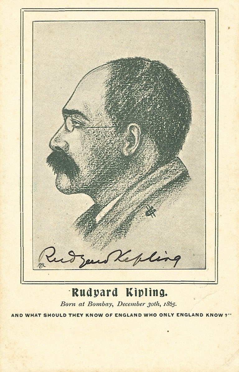Rudyard Kipling Vintage Original Signed Postcard, Black and White For Sale  at 1stDibs