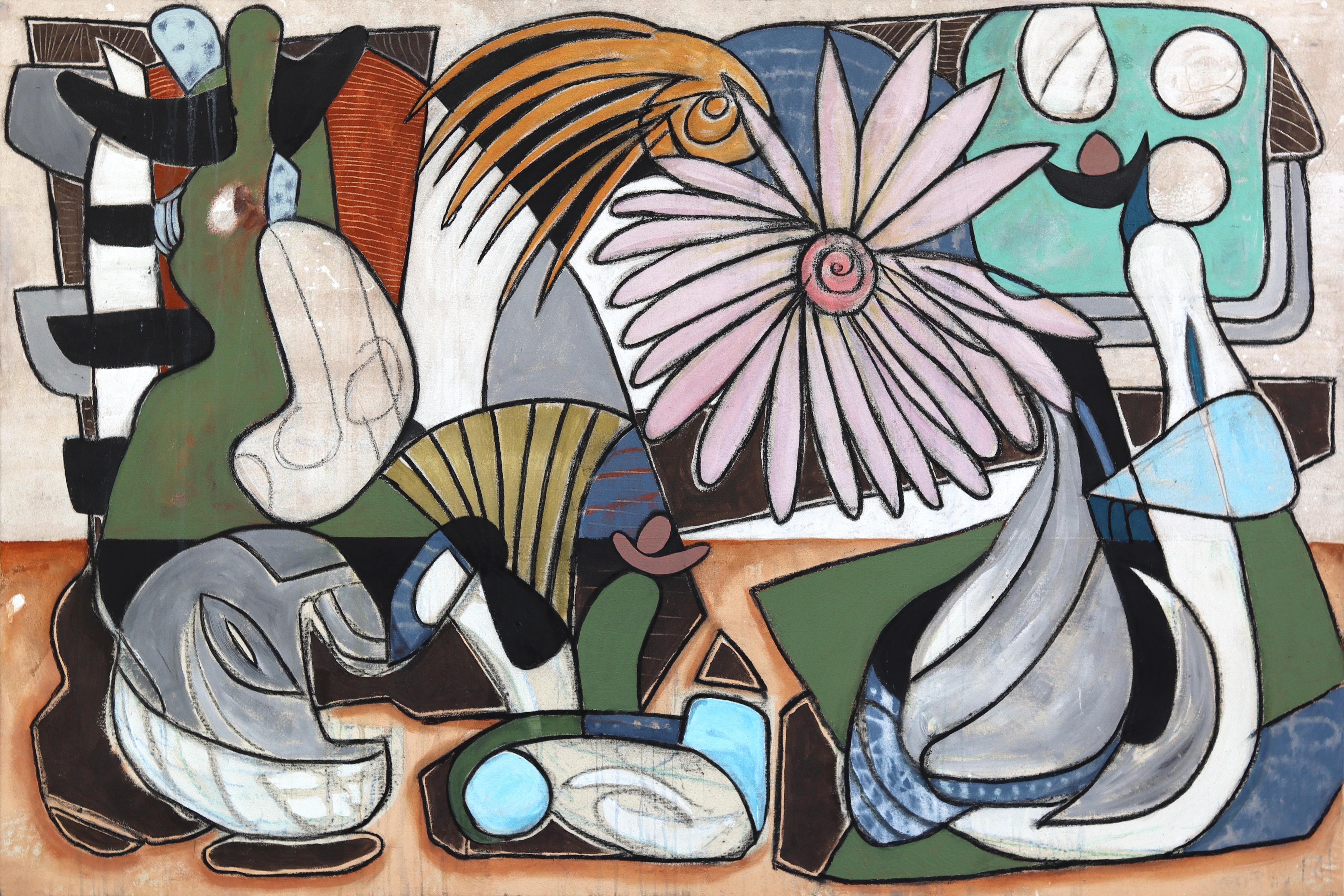 Chop Jit - Large Abstract Color Drenched Unique Mixed Media Painting on Canvas