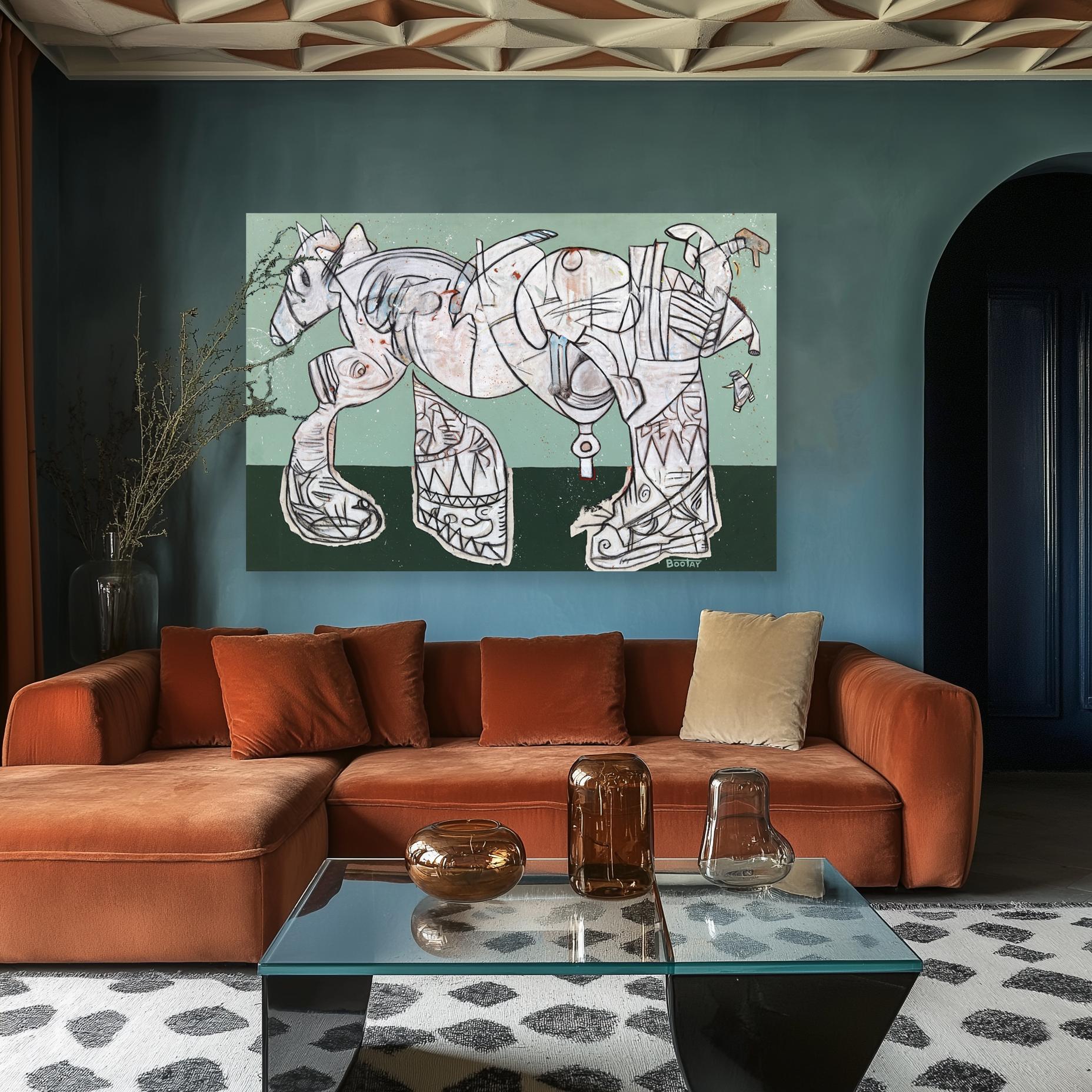 Rue Bootay, a New York-born artist now rooted in the vibrant artistic landscape of Los Angeles, navigates the avant-garde realm of nonrepresentational surrealism with a style uniquely his own. His paintings, reminiscent of alien landscapes, weave a