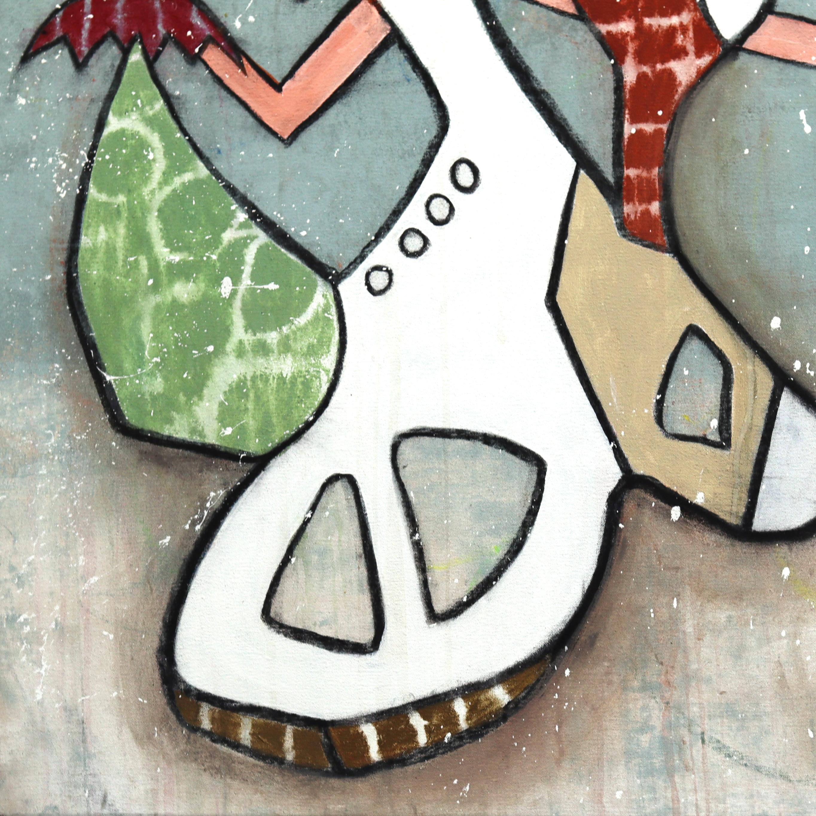 Goodbye Jit - Large Abstract Colorful Organic Pastel Original Artwork on Canvas For Sale 1