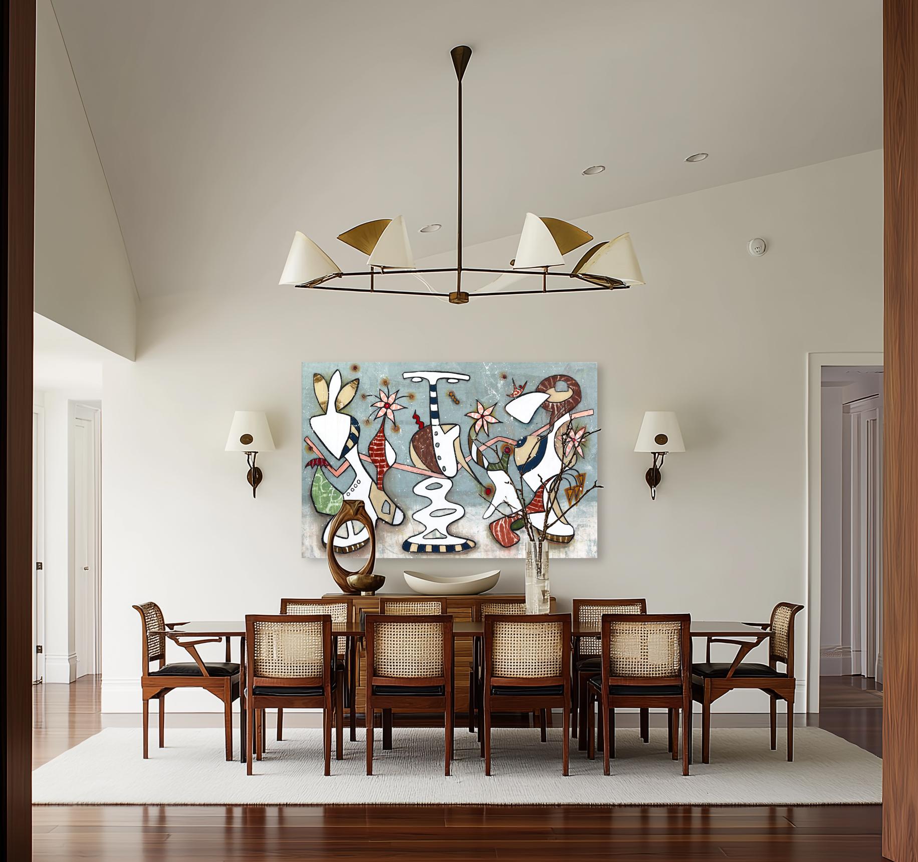 Goodbye Jit - Large Abstract Colorful Organic Pastel Original Artwork on Canvas For Sale 2