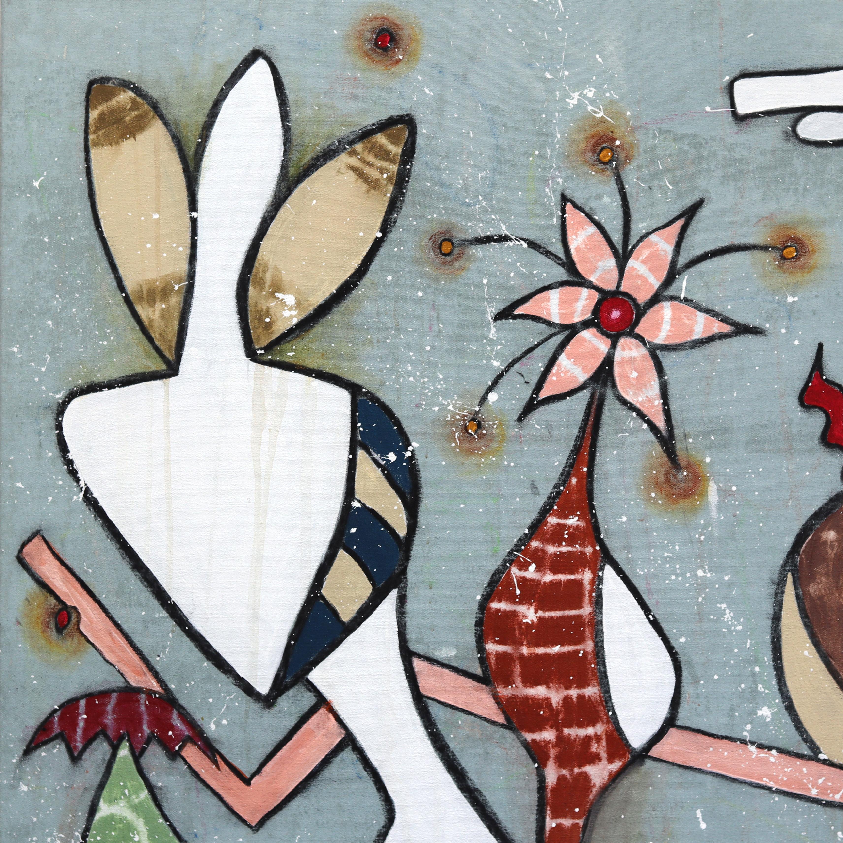 Goodbye Jit - Large Abstract Colorful Organic Pastel Original Artwork on Canvas For Sale 3